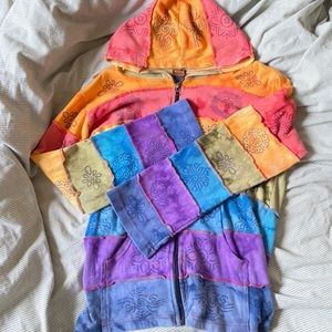 Rising international Rainbow hippie zip up hoodie